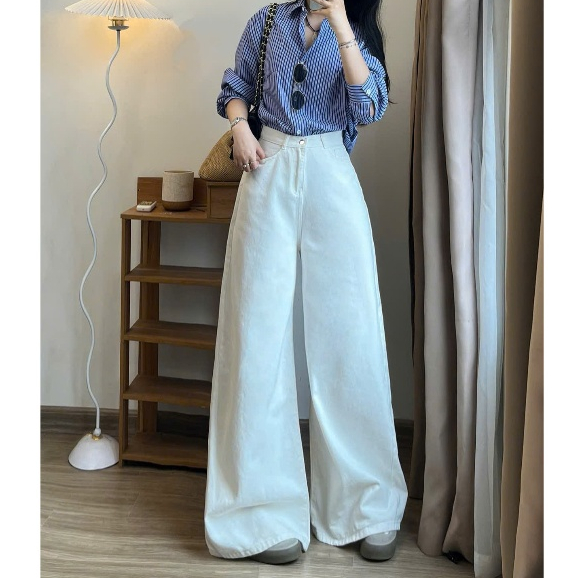 Quần Jeans Nữ Ống Rộng 37cm Phom Chùm Phủ Chân Cạp Cao Đủ Màu Joolate 371
