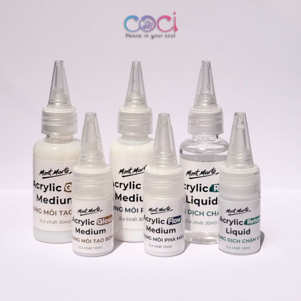 Dung Môi Pha Màu Acrylic Mont Marte COCI Dung Dịch Pha Loãng Sơn Bóng Chậm Khô Chống Đông Lọ Chiết