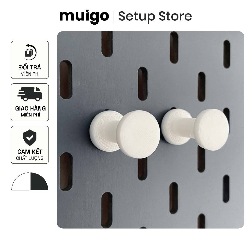 Bộ 2 móc tròn cho bảng Pegboard Lỗ Dọc | Phụ Kiện Pegboard Đa Năng