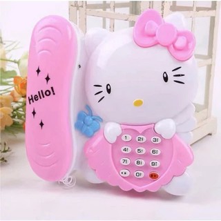 Đồ chơi điện thoại bàn hello kitty phát nhạc chạy pin cho bé(kèm pin)