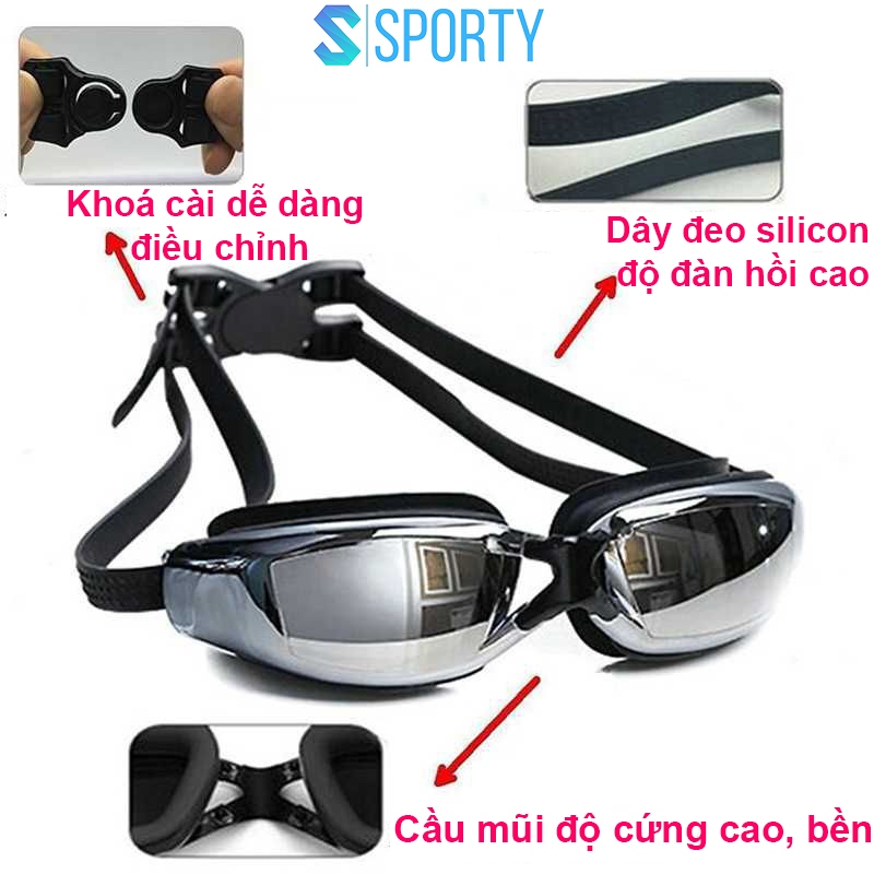 Kính bơi cận GOG SPORTY dành cho nam và nữ, đủ độ cận cho bạn lựa chọn, mắt tráng gương chống tia UV