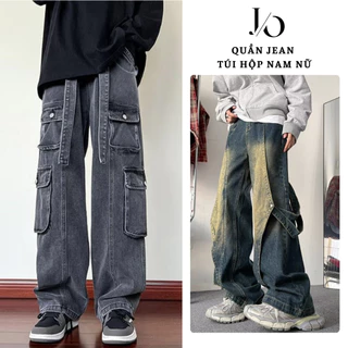 Quần Jean Túi Hộp Nam Nữ Suông Ống Rộng Quần Bò Túi Hộp Nam Cargo Pants Unisex Kèm Dây Đai Phong Cách HIPHOP MIAA