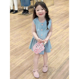 [B&G] Sét váy bò áo sát nách croptop kèm chân váy xếp ly cho bé gái từ 12-45kg(2-12 tuổi)