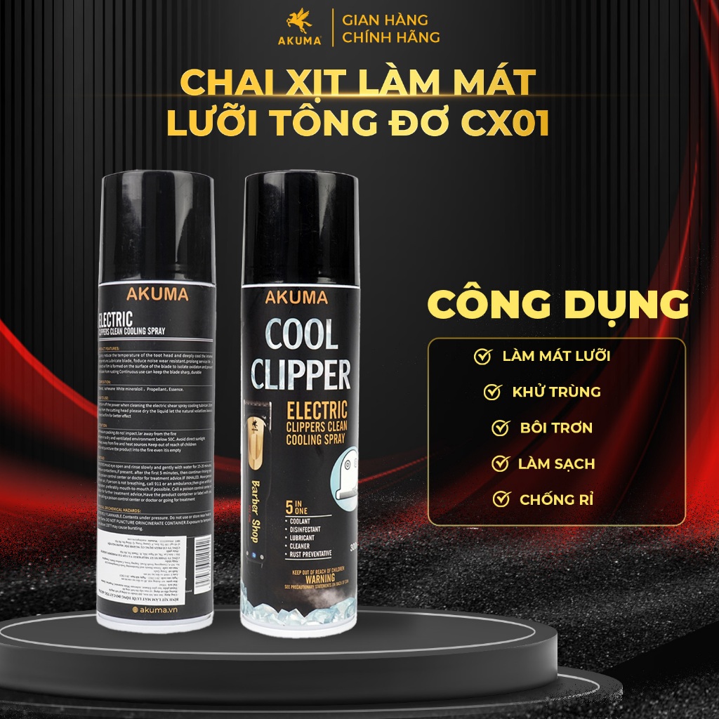 Ảnh Chai Xịt Làm Mát Lưỡi Tông Đơ Akuma CX01 Blade Care - Dung Tích 300ml 1