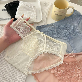 Quần Lót Nữ Cotton Ren Hoa Mềm Kiểu Dáng Quyến Rũ Đính Nơ Xinh, Quần Chip Thoáng Khí Đáy May 2 Lớp King Shop L-8809