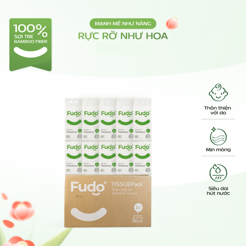 Ảnh 02 Thùng Khăn Giấy Rút Để Bàn ║ Fudo Bamboo® ║ TISSUEPACK™ 1