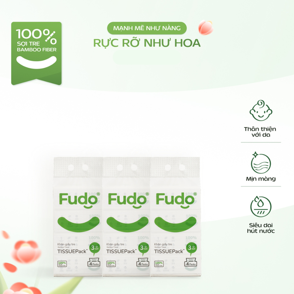 Ảnh Túi Khăn Giấy Rút Để Bàn ║ Fudo Bamboo® ║ TISSUEPACK™ 3