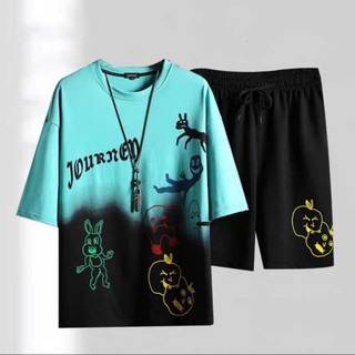 Set short đùi thể thao nam JOURNEY đi tập chơi đều được ⚡️HÓT⚡️ áo tay ngắn quần sọt phối họa tiết K1