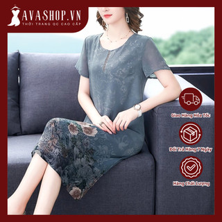 Đầm Voan Hoa Trung Niên Giản Dị Cho Mẹ VH57