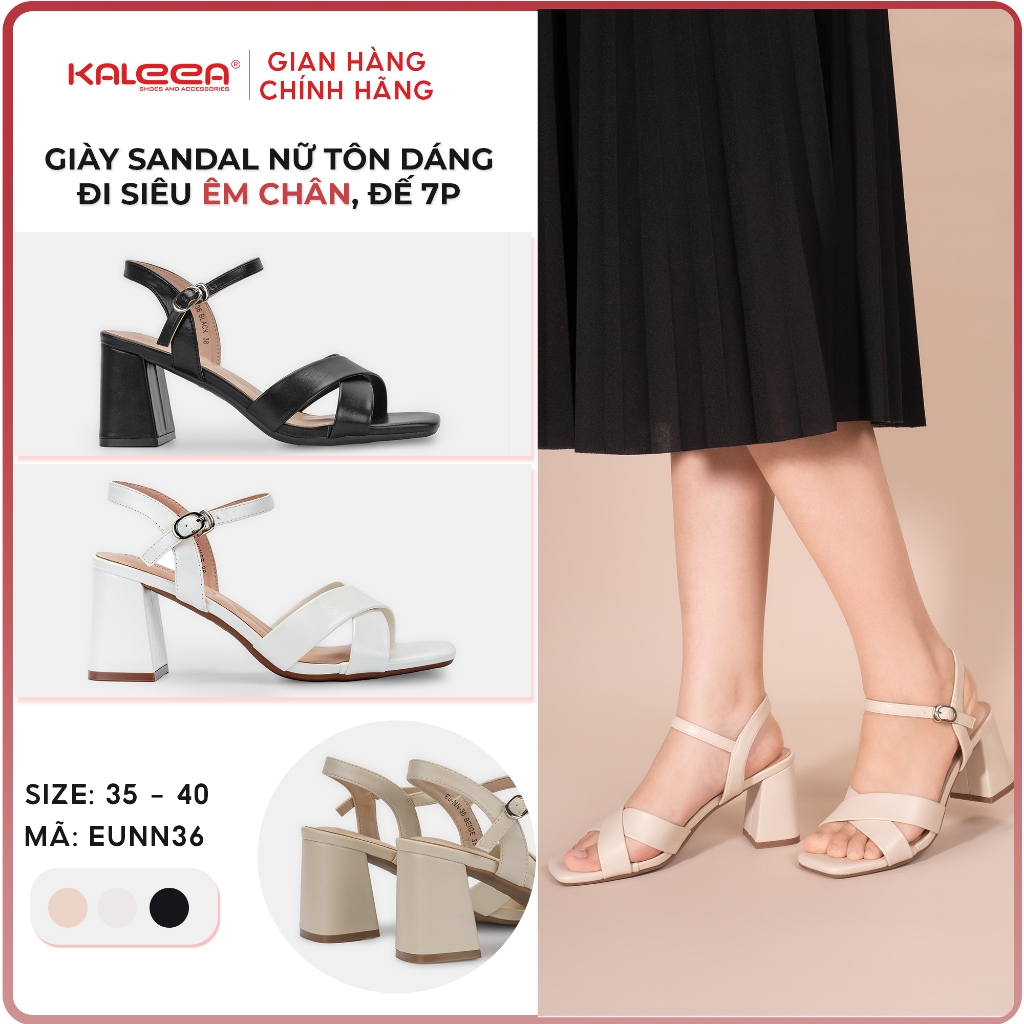 Ảnh Kaleea - Giày Sandal Cao Gót Nữ Thiết Kế Quai Da Đan Chéo Đế Cao 7p - EUNN36 1