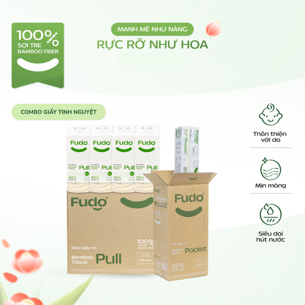 Combo Giấy Tinh Nguyệt Fudo Bamboo: Mềm Mịn, An Toàn & Thân Thiện Môi Trường