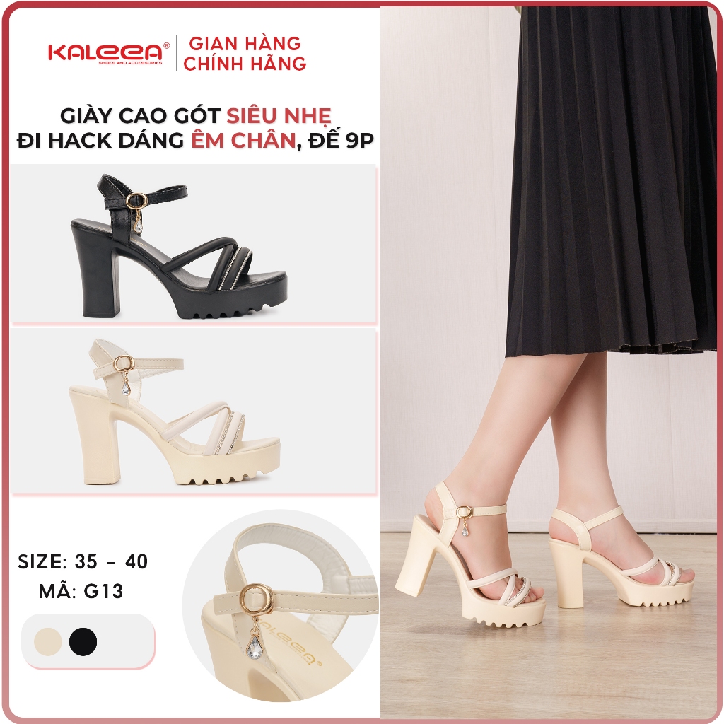 Ảnh Kaleea - Giày Sandal Nữ Cao 9p Siêu Nhẹ Hàng Thiết Kế Sandal Quai Chéo Mảnh Đính Đá Kim Cương - G13 1