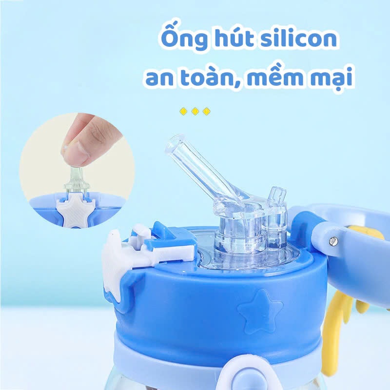 Bình Sừng Hươu Tuần Lộc Cho Bé Dung Tích 600ml, Bình Nước Đi Học Cute Cho Bé Trai Và Bé Gái,Làm Bình Pha Sữa Cho Bé.