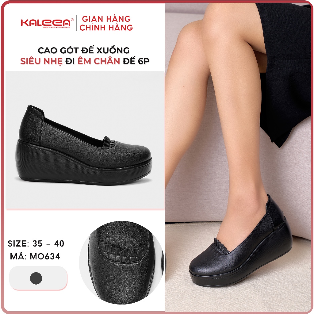 Ảnh Kaleea - Giày Cao Gót Đế Xuồng Chất Da Mềm Đi Nhẹ, Êm Chân Cao 6cm - MO634 1