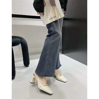 Sandal Mũi Vuông Gót cao 5 phân và 7 phân gắn trang trí đơn giản , tinh tế - Giày Bánh Bèo mã SSmuivuong