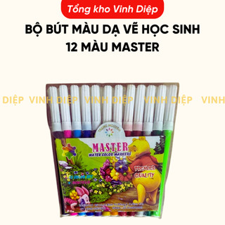 Bộ bút màu dạ vẽ học sinh 12 màu, bộ bút dạ màu cấp 1