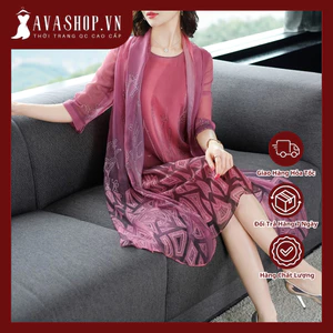 Đầm Voan Lụa Cao Cấp Hai Mảnh Trung Niên Dự Tiệc VH72