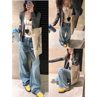 Quần jeans ống rộng lưng cao màu xanh nhạt trơn ( 0Q33)- MYHANH.GU