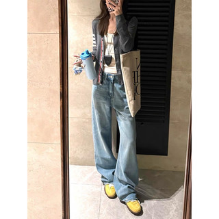 Quần jeans ống rộng lưng cao màu xanh nhạt trơn ( 0Q33)- MYHANH.GU