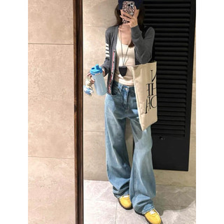 Quần jeans ống rộng lưng cao màu xanh nhạt trơn ( 0Q33)- MYHANH.GU