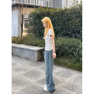 Quần jeans ống rộng lưng cao màu xanh nhạt trơn ( 0Q33)- MYHANH.GU