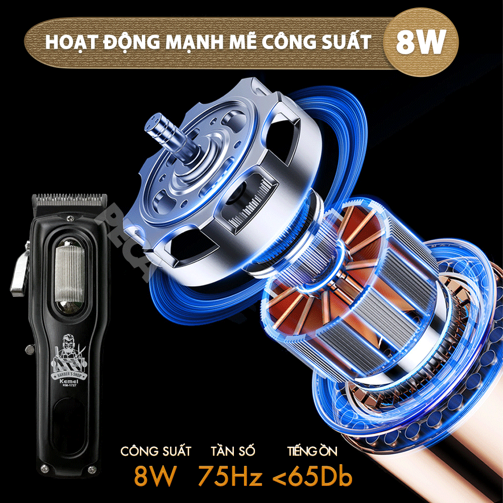 Ảnh Tông đơ cắt tóc chuyên nghiệp Kemei KM-1727 công suất mạnh 8W màn hình LCD sạc nhanh USB tiện lợi - Chính hãng 3