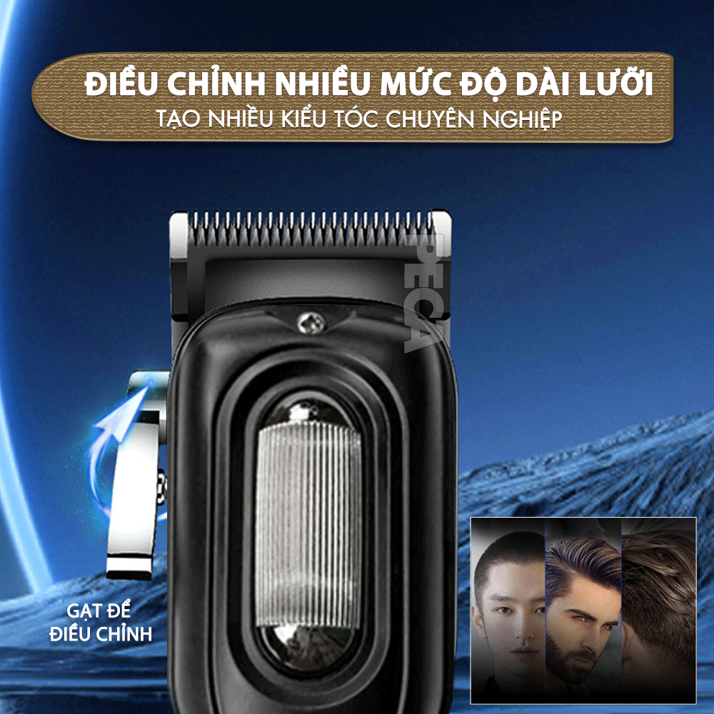 Ảnh Tông đơ cắt tóc chuyên nghiệp Kemei KM-1727 công suất mạnh 8W màn hình LCD sạc nhanh USB tiện lợi - Chính hãng 4