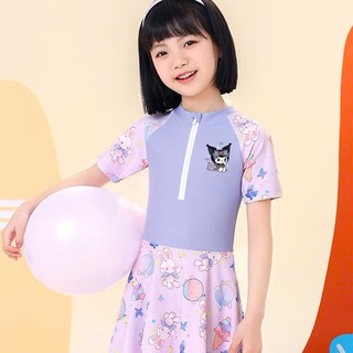 BK20 Bikini bé gái liền thân giả váy Kuromi, đồ bơi cho bé gái size 10-50kg, đồ bơi bé gái