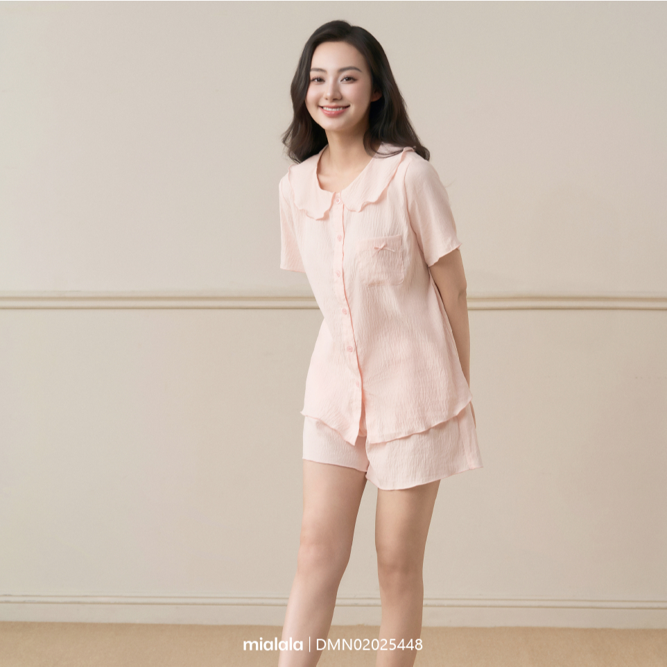 Ảnh Đồ mặc nhà vải thô Mialala chất liệu vải thô thiết kế áo có túi trang trí nơ nhỏ tinh tế DMN02025448 2