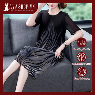 Đầm Dự Tiệc Thời Trang Họa Tiết Tối Giản Cho Mẹ VH21
