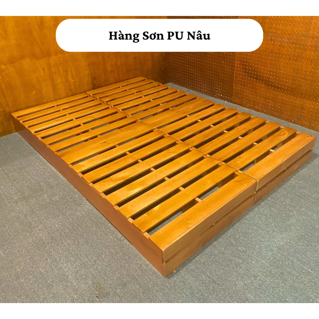 Ảnh Giường pallet gỗ thông Behomes loại hộp kín, đã ráp sẵn hoàn thiện, nan dày, đã xử lí ẩm mốc mối mọi 3