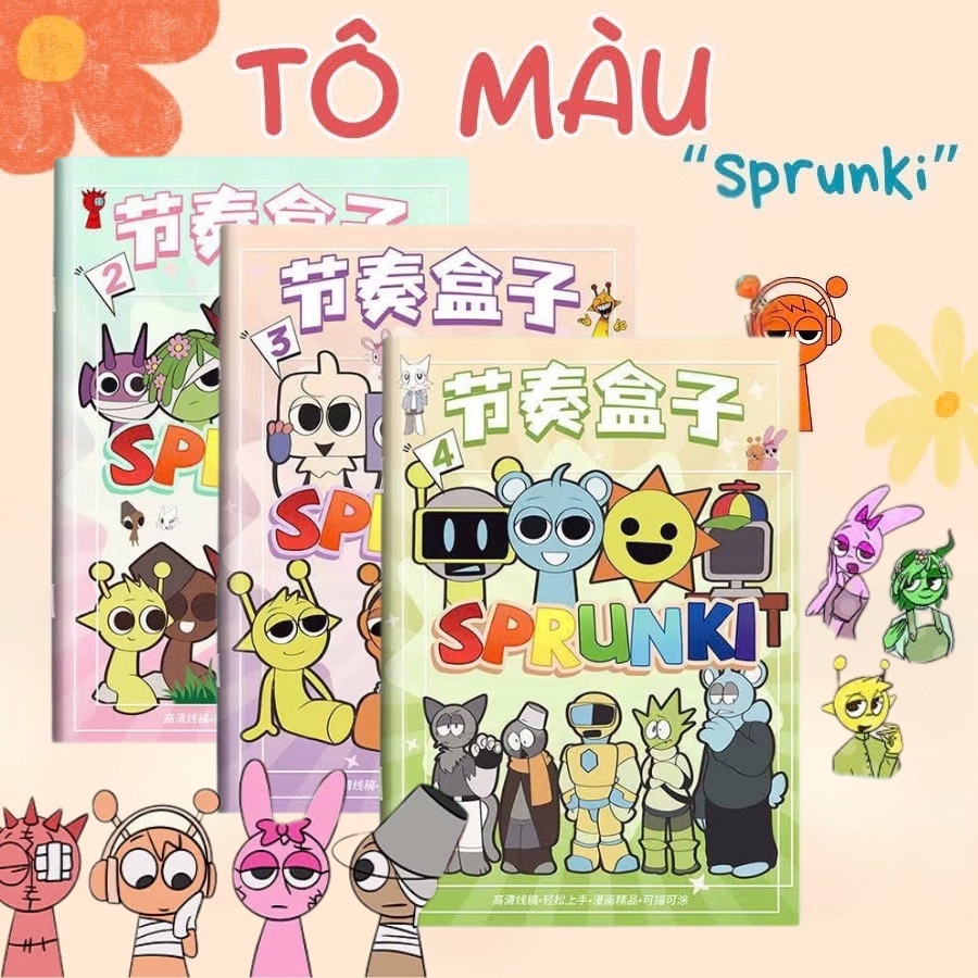 Sprunki Incredibox sách tô màu cho bé sách sprunki nhiều nhân vật sổ ...