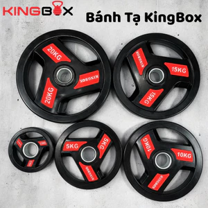 Bánh Tạ KINGBOX Phi 50mm ,Tạ Đĩa Chất Liệu Gang Bọc Cao Su Không Gây Xước Sàn Nặng 10Kg/ 15Kg/ 20Kg