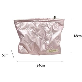 [HỎA TỐC] Túi đựng đồ trang điểm cotton PU nơ, túi đựng đồ du lịch tiện lợi