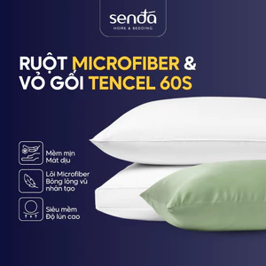 Combo Ruột gối và Vỏ gối lụa Tencel Sen Đá Home Bedding 50x70 45x65 35x50 màu trơn, gối bông lông vũ microfiber
