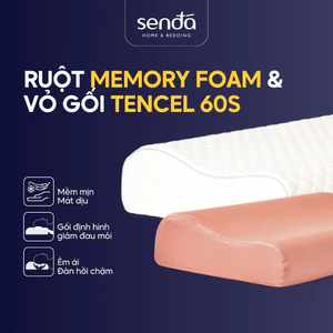 Combo Ruột gối chống đau mỏi cổ vai gáy và Vỏ gối lụa Tencel Sen Đá Home Bedding trơn màu