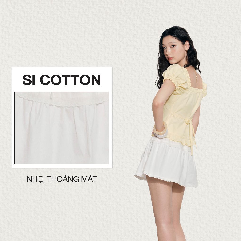 Ảnh DOTTIE - Chân váy ngắn phối vải - Trắng - S0277 1
