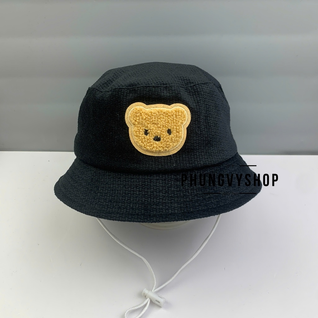 Bé 1-2 Tuổi_Mũ bucket nhung tai bèo vành trai gái trẻ em phungvyshop-nón / BO nhí nhung tuyết GẤU mặt LÔNG /
