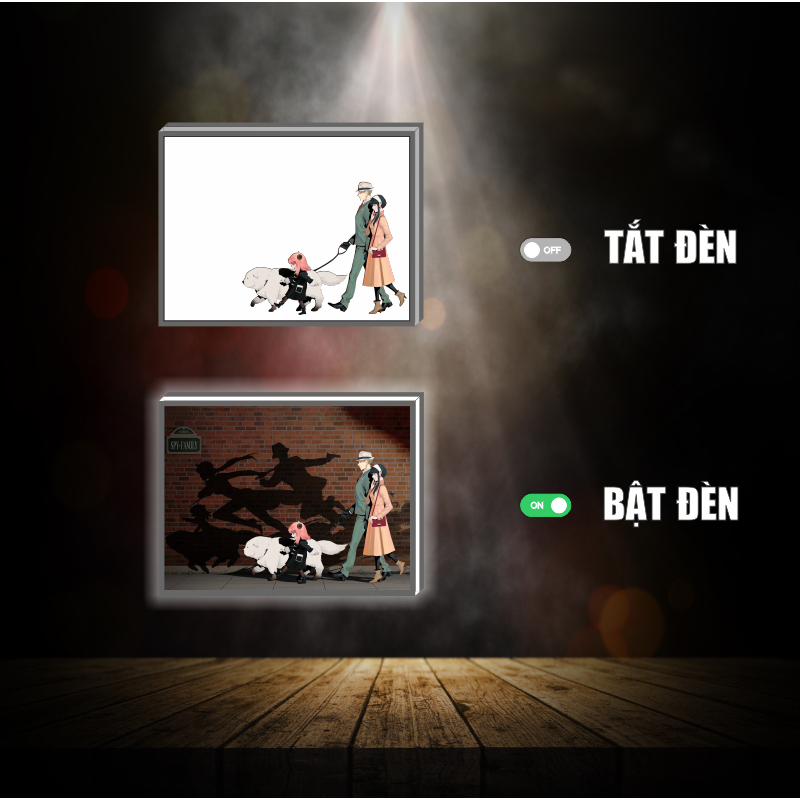 Tranh đèn led 3D đổi màu Spy x Family - Tranh đèn led 3D ANIME trang trí bàn làm việc, đèn ngủ