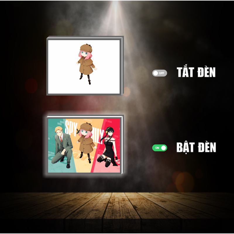 Tranh đèn led 3D đổi màu Spy x Family - Tranh đèn led 3D ANIME trang trí bàn làm việc, đèn ngủ
