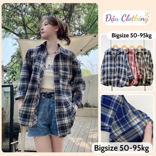 Áo Sơ Mi Caro Bigsize Nữ Somi Tay Dài Kẻ Ô Sành Điệu Form Rộng Basic Cho Chubby 50-95kg SM182