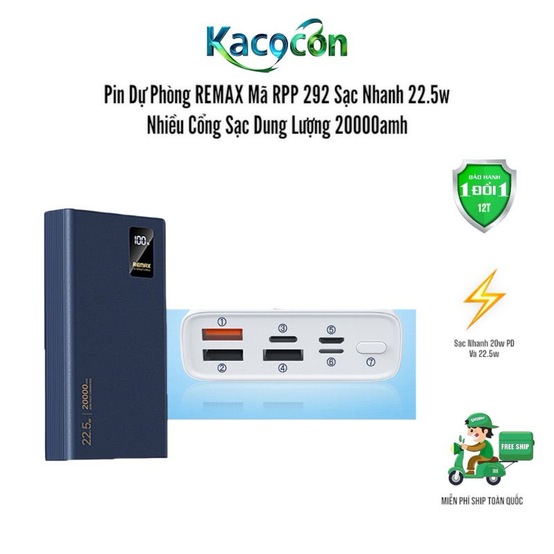 [HỎA TỐC HCM] Pin Dự Phòng REMAX Mã RPP 292 Sạc Nhanh 22.5w Nhiều Cổng ...