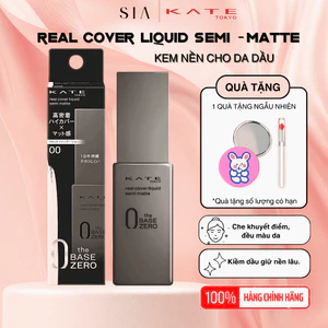 Kem nền Kate Real Cover Liquid Semi Matte che khuyết giúp da mịn màng tự nhiên phù hợp da dầu