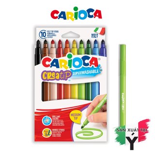 [Thương hiệu Ý] - Bút dạ màu - Bút màu lông Carioca Creatip - 10 bút đầu mảnh/trung
