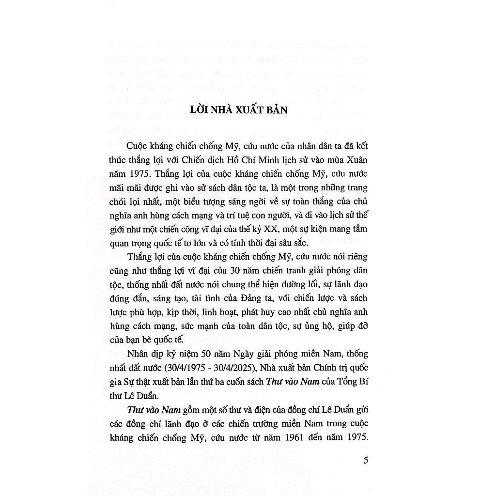 Sách - Thư vào Nam (Xuất bản lần thứ ba)