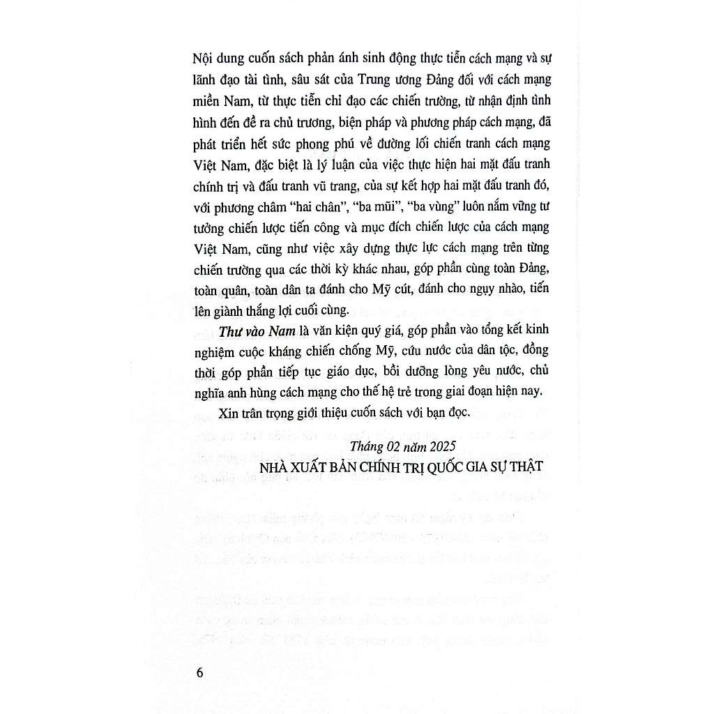 Sách - Thư vào Nam (Xuất bản lần thứ ba)