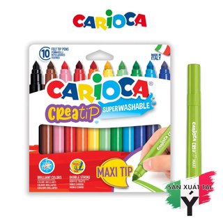[Thương hiệu Ý] - Bút dạ màu - Bút màu lông Carioca Creatip - 10 bút đầu mảnh/trung