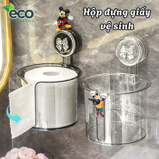 Hộp đựng giấy vệ sinh trong suốt ECO hút chân không có khe rút giấy, Hộp đựng khăn giấy phòng tắm
