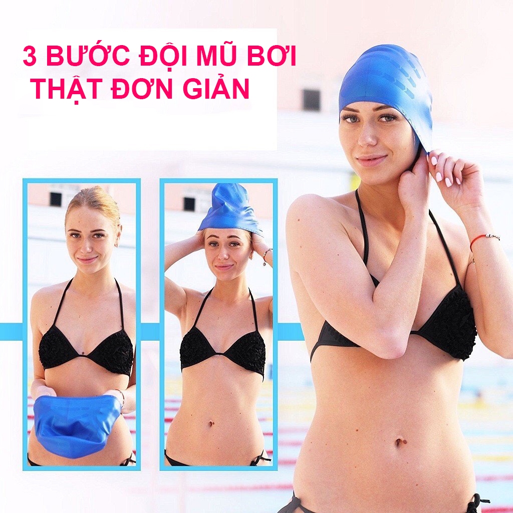 Mũ bơi người lớn nam nữ chùm tai SPORTY CA33 chất liệu silicone dùng được cho bé trên 6t