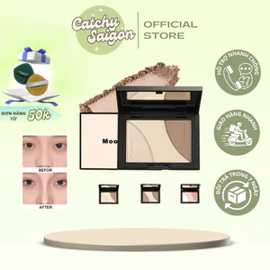 Bảng Phấn Tạo Khối Mooekiss 3 Ô, Kèm Bắt Sáng Tạo Khối Tự Nhiên, 16.5g